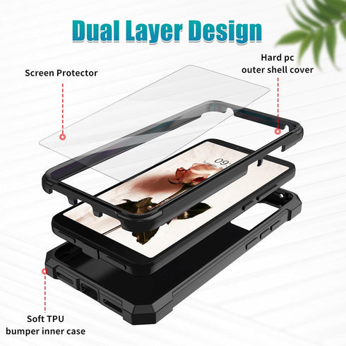 for TCL ION X Case,TCL ION V Phone Case with Glass Screen Protector,Heavy Duty Rugged Hard PC & Soft TPU Bumper Shockproof Protective Phone Case for TCL ION X/ION V/40Z-American Flag Deer