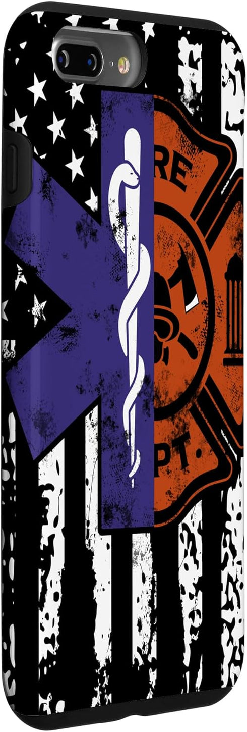 iPhone 7 Plus/8 Plus EMT Firefighter Fire Rescue American Flag Gift Case