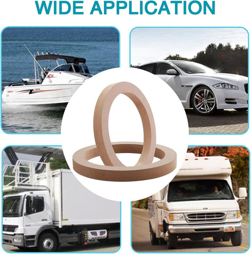 Universal 6.5 Speaker Spacer: 2×6.5 Wooden MDF Speaker Rings for Cars, Boats, Trucks, RV