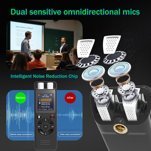 Aiworth Playback,MP3 (128, Digital Voice Activated Recorder for Lectures&Meetings,Phone Connected via OTG,Audio