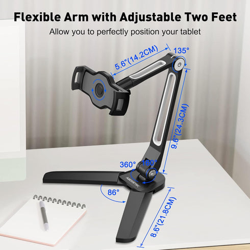 iPad Wall Mount by AboveTEK, 3 in 1 Highflex 360° Under Cabinet Mount for Kitchen, Fits 4.7" to 13.5" iPad