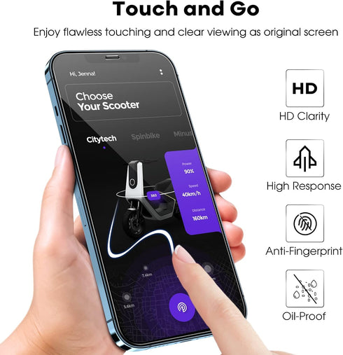 JETech Full Coverage Screen Protector for iPhone 12 Pro Max 6.7-Inch, 3-Pack Tempered Glass with Easy Installation Tool
