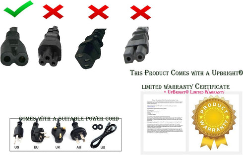 UpBright AC Power Cord Cable - Compatible with ION Audio Sport IPA84, Bluetooth Portable Speaker, 2-Prong
