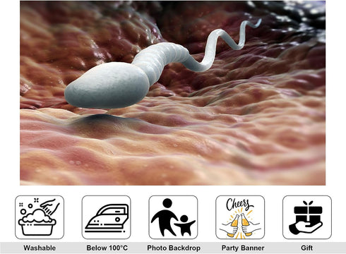 KeyWork 6x6ft Sperm Cell Backdrop Microscopic Reproductive Tissue View Photography Background for Medical Conference