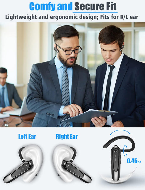 Link Dream Bluetooth Earpiece, Wireless CVC8.0 Headset for Cell Phone, Dual Mic Noise Canceling, 20Hrs Talk Time