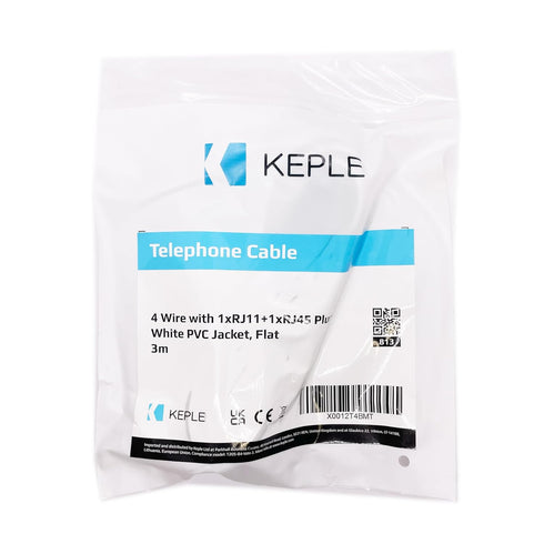 Keple 3m RJ11 to RJ45 Cable Phone Telephone Cord RJ11 6P4C to RJ45 8P8C Connector Plug Cable (White)