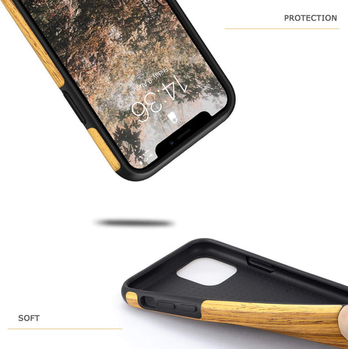 Tasikar Compatible with iPhone 11 Pro Case, Easy Grip Wood Grain Design (Teak)