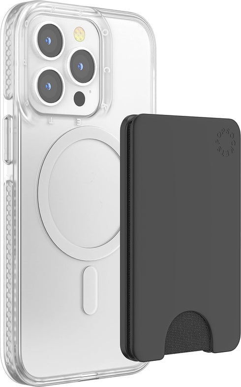 PopSockets Minimalist Slim Phone Wallet with MagSafe Adapter Ring, Phone Card Holder, Wireless Charging Compatible,