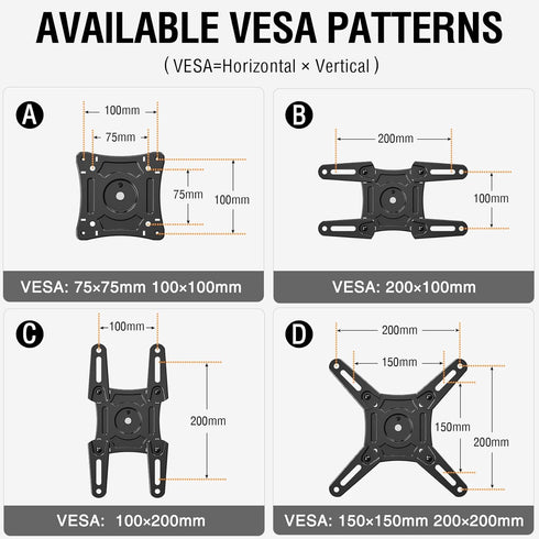 ELIVED 14-42 Inch 200x200mm, 44 lbs. Full Motion TV Monitor Wall Mount for Most LED LCD Flat Screen TVs & Monitors