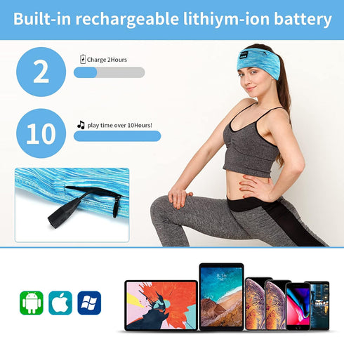 Sleep Headphones, Wireless Headband with Zip Pocket, Ultra-Thin HD Stereo Speakers for Side Sleepers, Music Sport