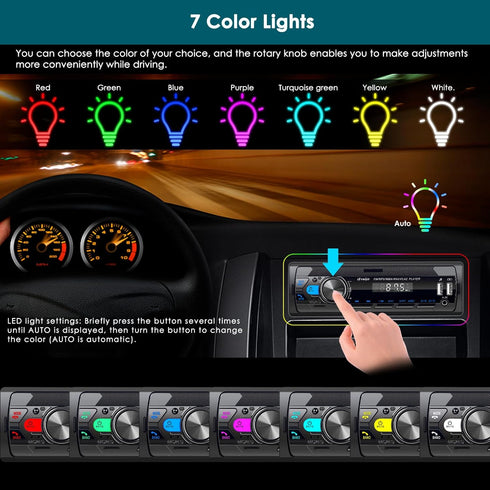 iFreGo USB,SD,AUX,7 MP3 Car Radio Bluetooth, Single DIN Car Stereo,FM Radio,Car Audio Receivers with Handsfree Calling