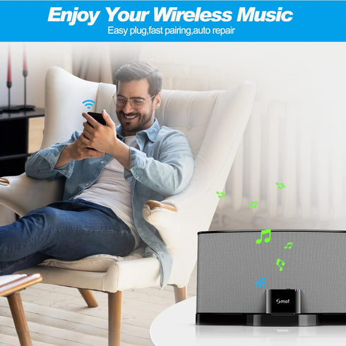 Smof Premium 30 Pin Bluetooth Adapter, Replace iPod/Phone/JBL/Car, Bluetooth Audio Receiver 3.5 mm AUX Output