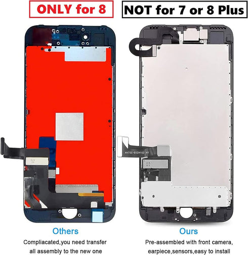 iPhone 8 Screen Replacement - Black Full Assembly 4.7" 3D Touch LCD Display with Repair Tools