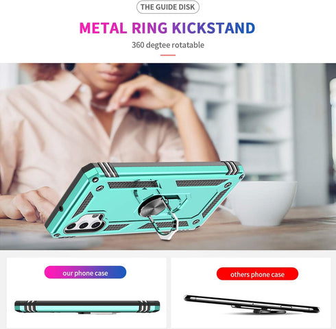 LeYi Samsung Galaxy A32 5G Case, Mint Military-Grade Kickstand Phone Case with 2 Pack Tempered Glass Protector
