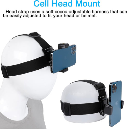 Pellking POV/Vlog Smartphone Head Strap Mount Kit, Compatible with iPhone, Samsung, Hero 1-9, DJI Osmo