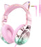 QearFun Kids Cat Ear Headphones Wired with Mic, 85/94dB Safe Volume Limit,