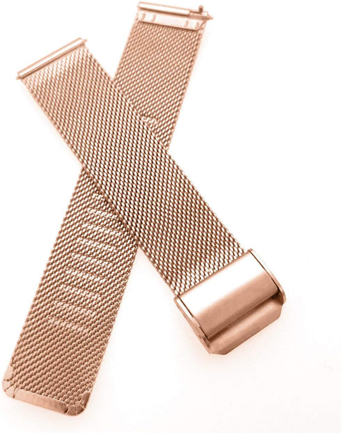 Abanen Watch Bands for Garmin Vivoactive 4S / Vivomove 3S - 18mm Quick Release Stainless Steel Metal Mesh Women