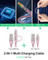 Pink Retractable Car Charger Coiled Lightning Cable, 2 in 1 for Apple Carplay & Android Auto