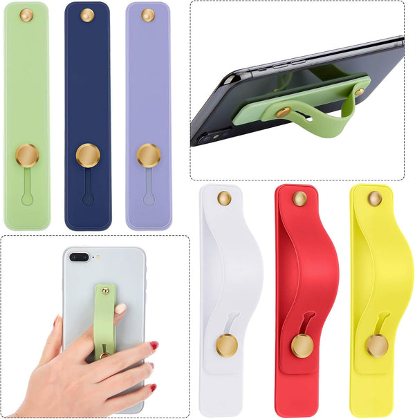 Weewooday 6 Pieces Phone Grip Holder, Telescopic Finger Strap Stand for Most Smartphones, Eye-catching Colors