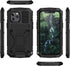 iPhone 12 Pro Max Metal Case with Kickstand, Built-in Screen Protector, Heavy Duty Shockproof, Black