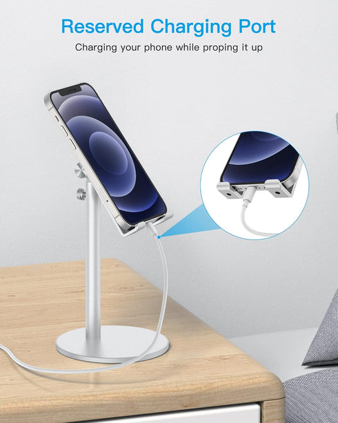 OMOTON Adjustable Phone Stand, Aluminum Desktop Dock for iPhone 13 and All Smartphones