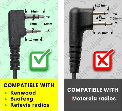 Earpiece Surveillance Kit Compatible with BaoFeng, BTECH, Kenwood Walkie Talkie with PTT Mic Headset