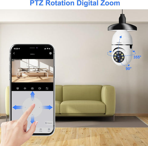 Light Bulb Camera 2 Pack, 5g Dual Band WiFi 6 Light Bulb Camera, 2.4G/5G Home Security Socket Camera, 360 Degree