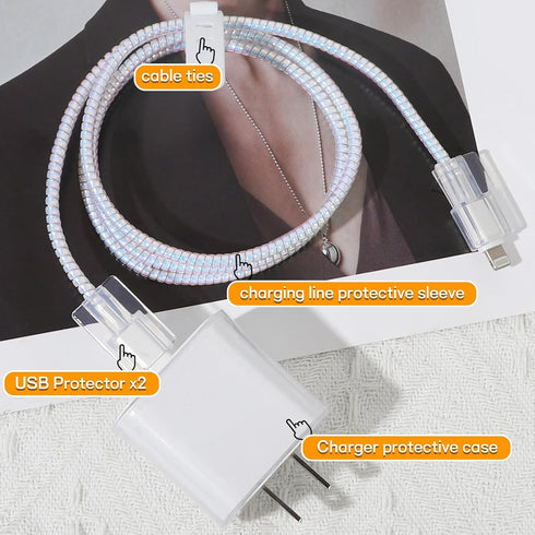 Cable Protector for iPhone Charger, Clear Soft Charging Cord Protector, USB Protector Data Cable Saver for iPhone/iPad
