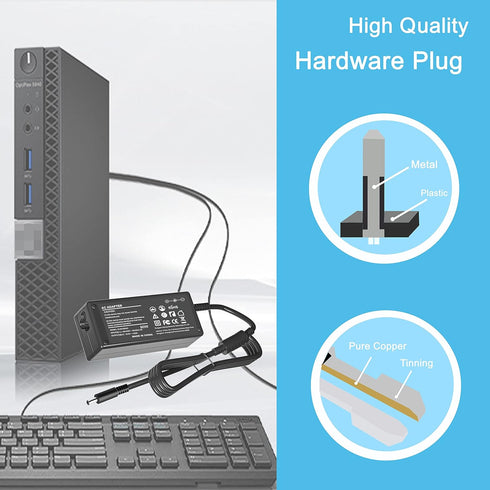 90W AC Adapter Charger for Dell OptiPlex Micro 9020, 7050, 7040, 7080, 7060, 7070, 5050, 5070, 5090, 7700