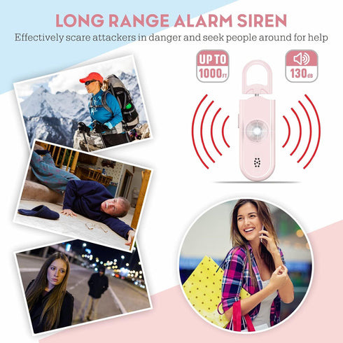 Personal Safety Alarm for Women, 130dB Loud Siren with SOS Strobe Light and Flashlight for Emergency Alerts