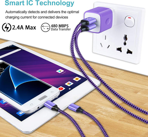 Android Charger, 2-Pack Fast Charging 6FT Micro USB Charger Cable for Samsung Galaxy S5 S6 S7 Edge J7V J3 J5 & More