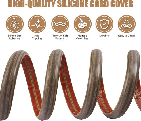 DBHXXMB-HH Hider,10FT Cavity:0.3"(W) 0.28"(H) Floor Cord Cover Self Adhesive Cord Cable Management, Extension Strip
