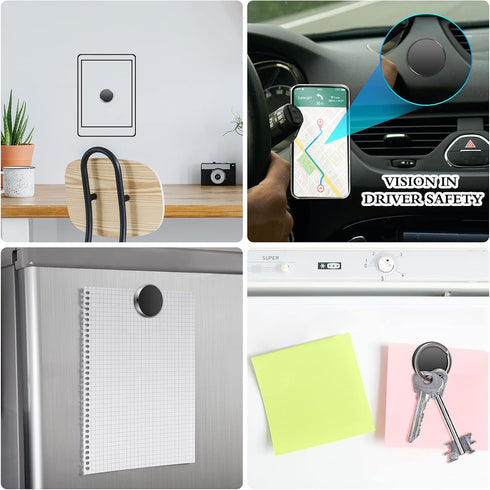 TOODOO 4 Pieces Magnetic Phone Car Mount, Universal Stick on Flat Magnetic Holder for Car Dashboard, Wall, Windshield,