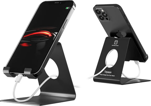 Cell Phone Stand, Desk Phone Holder Cradle Dock for All 4-8inch Phones, T1 Black
