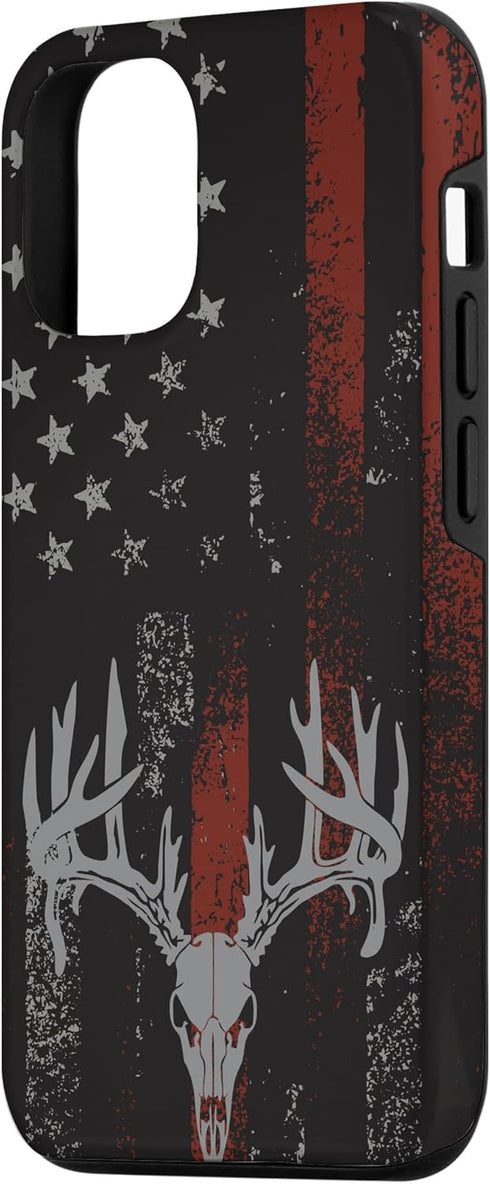 iPhone 12/12 Pro Case - American Flag Whitetail Deer Buck Hunting USA FLAG Hunter