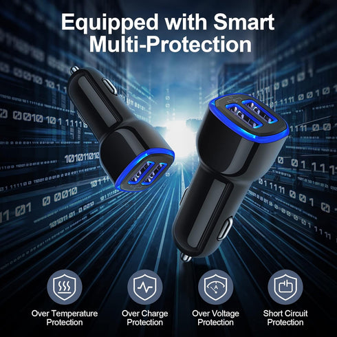 Android Phone Car Charger 12 Volt USB Outlet Adapter, Dual 2.4A Cigarette Lighter Charger for Samsung Galaxy, iPhone