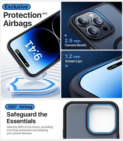 iPhone 15 Pro Case - Slim Translucent Matte, Shockproof, Military-Grade, Strong Magnetic, Compatible with MagSafe,