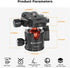 K&F CONCEPT 28mm 360 1/4 inch 22 Professional Metal Tripod Ball Head Degree Rotating Panoramic with Quick Release Plate