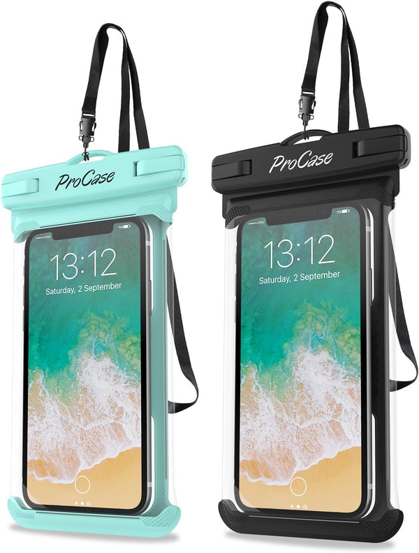 ProCase Waterproof Phone Pouch for Snorkeling, Underwater Dry Bag for iPhone 15, Galaxy S24, Beach Essentials - 2Pack