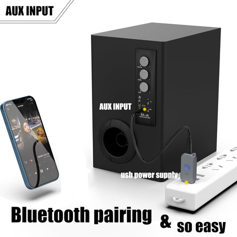 USB Bluetooth Car Kit, Bluetooth 5.3 Receiver Adapter for Music/Hands-Free Calls, Stronger Mics & Noise Cancellation,