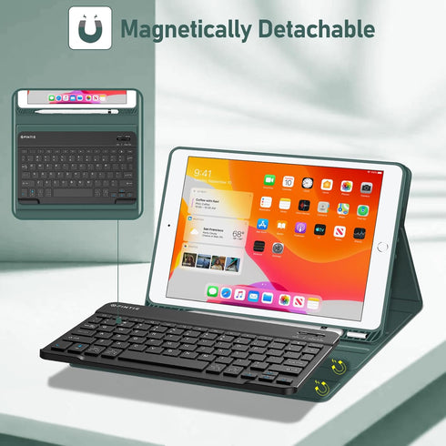Fintie Keyboard Case for iPad 9th/8th/7th Generation (2021/2020/2019) 10.2 Inch, Midnight Green, Bluetooth Keyboard