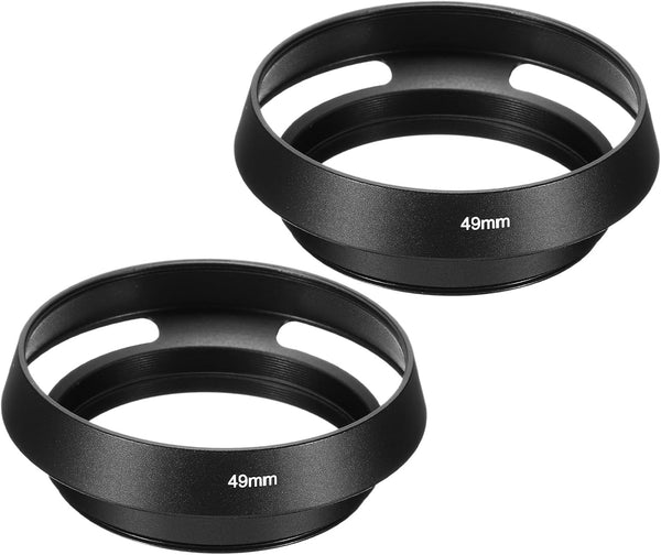 PATIKIL 49mm Lens Hood, 2Pcs Standard Vented Matte Surface Anti-reflective Lens Hood for Universal Cameras, Black