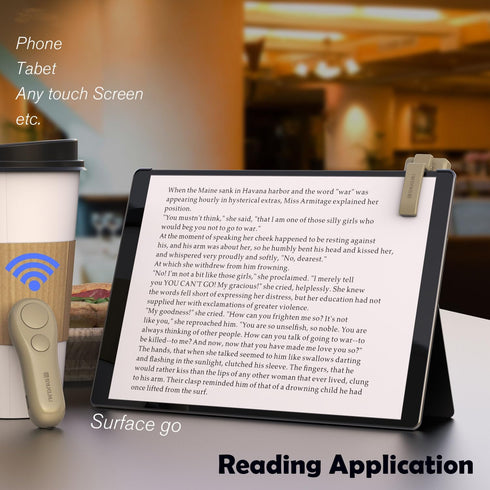 SK SYUKUYU RF Remote Control Page Turner for Kindle, iPad, Surface, iPhone, Android Tablets, Light Brown