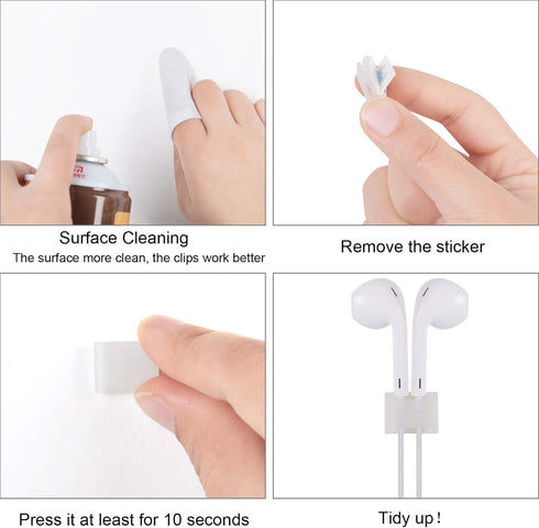 Cable Tidy Management Self Adhesive Cable Clips, 100 Pack Clamps for Fixing LED Light Clips (10mm Wide Strip)