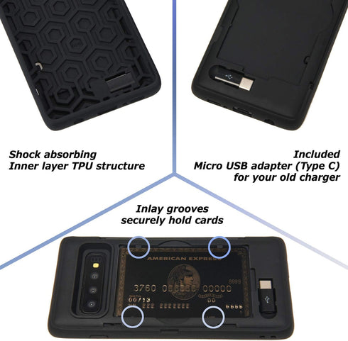 TORU CX PRO Case for Galaxy S10 - Slim Protective Cover with Card Holder, Black