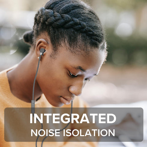 Coby Noise Isolating Metal Wired Earbuds, Tangle Free Braided Wire, Built-in Microphone, Noise Canceling Headphones