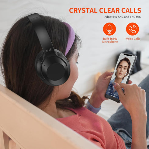 Hybrid Active Noise Cancelling Headphones, 2024 Upgraded Wireless Over Ear Bluetooth Headphones with 100H Playtime –