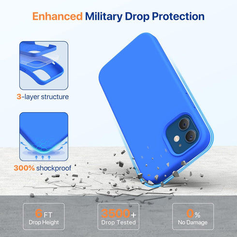 Miracase Compatible with iPhone 12 Case and iPhone 12 Pro - Liquid Silicone Gel Rubber Full Body Protection Phone Case