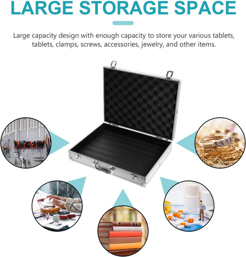 SUPVOX Lockable Aluminum Hard Case Briefcase Box for Tools, Cameras, Instruments, Silver