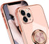 Omorro iPhone 11 Pro Max Case for Women with Ring Holder, 360 Degree Rotation Kickstand, Bling Glitter Rose Gold